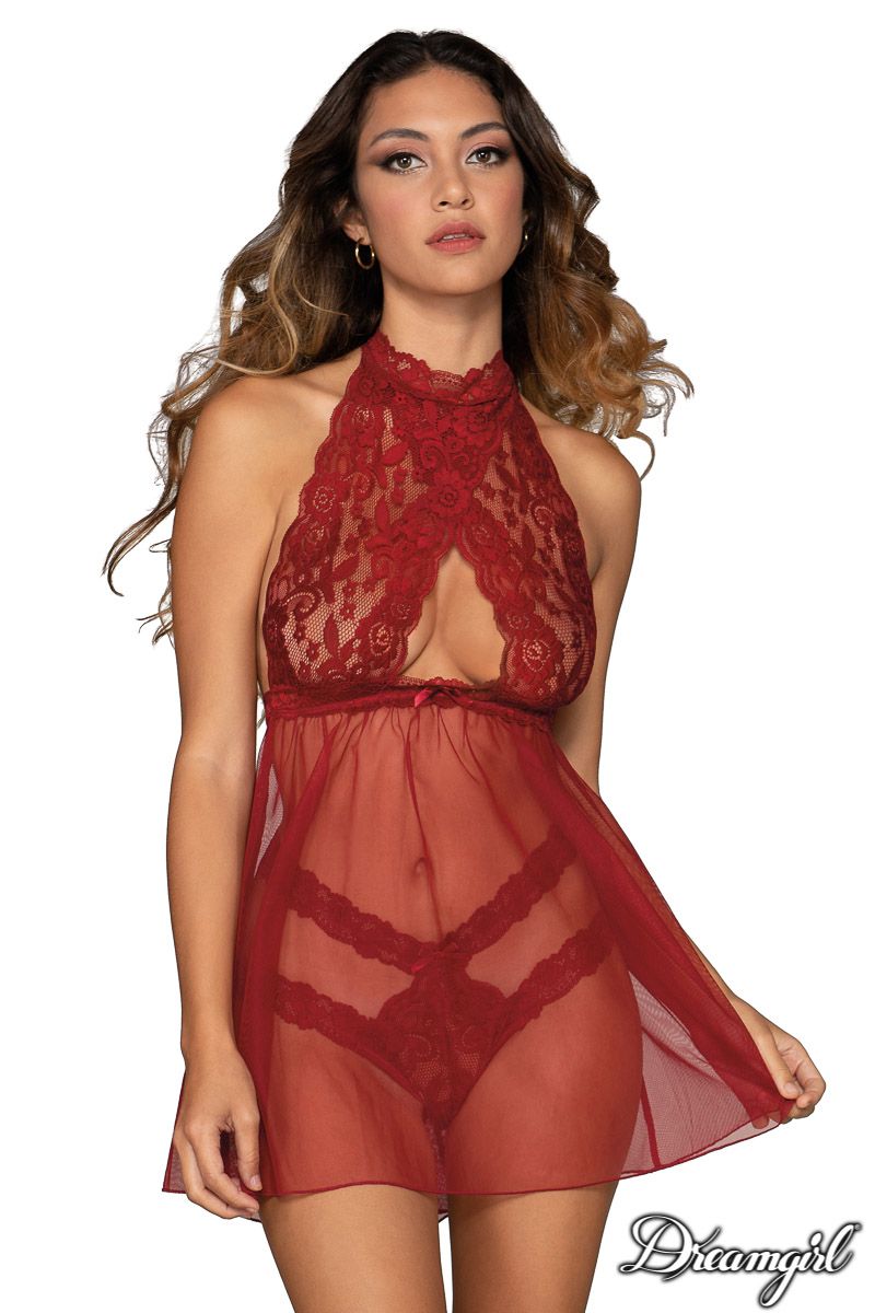Dream Girl Lingerie Sexy Womens Babydoll & Panty OS BabyDolls And Chemises