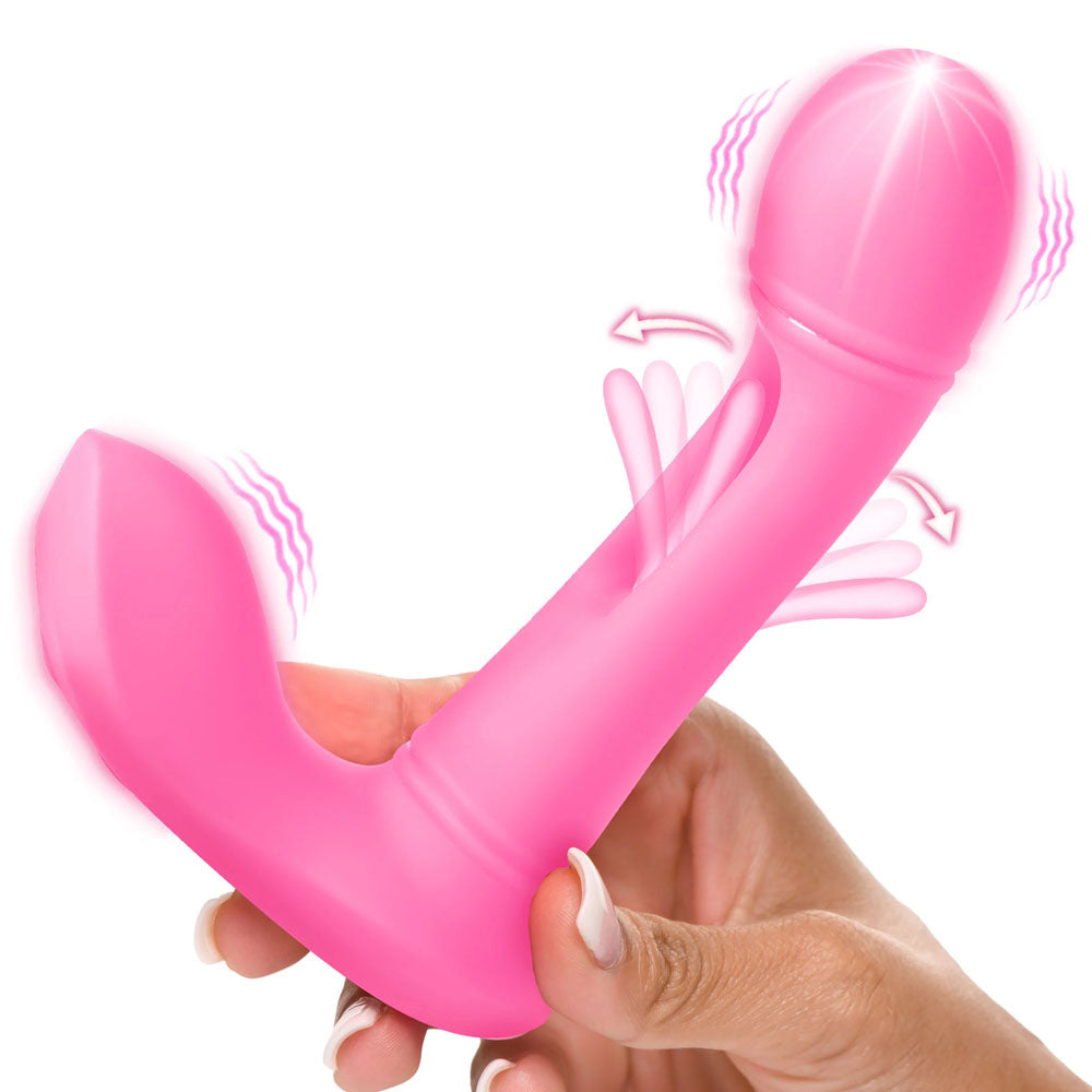 XR Brands Inmi Flickers G Flick Flicking G Spot Vibrator With Remote Pink G-Spot Vibrators