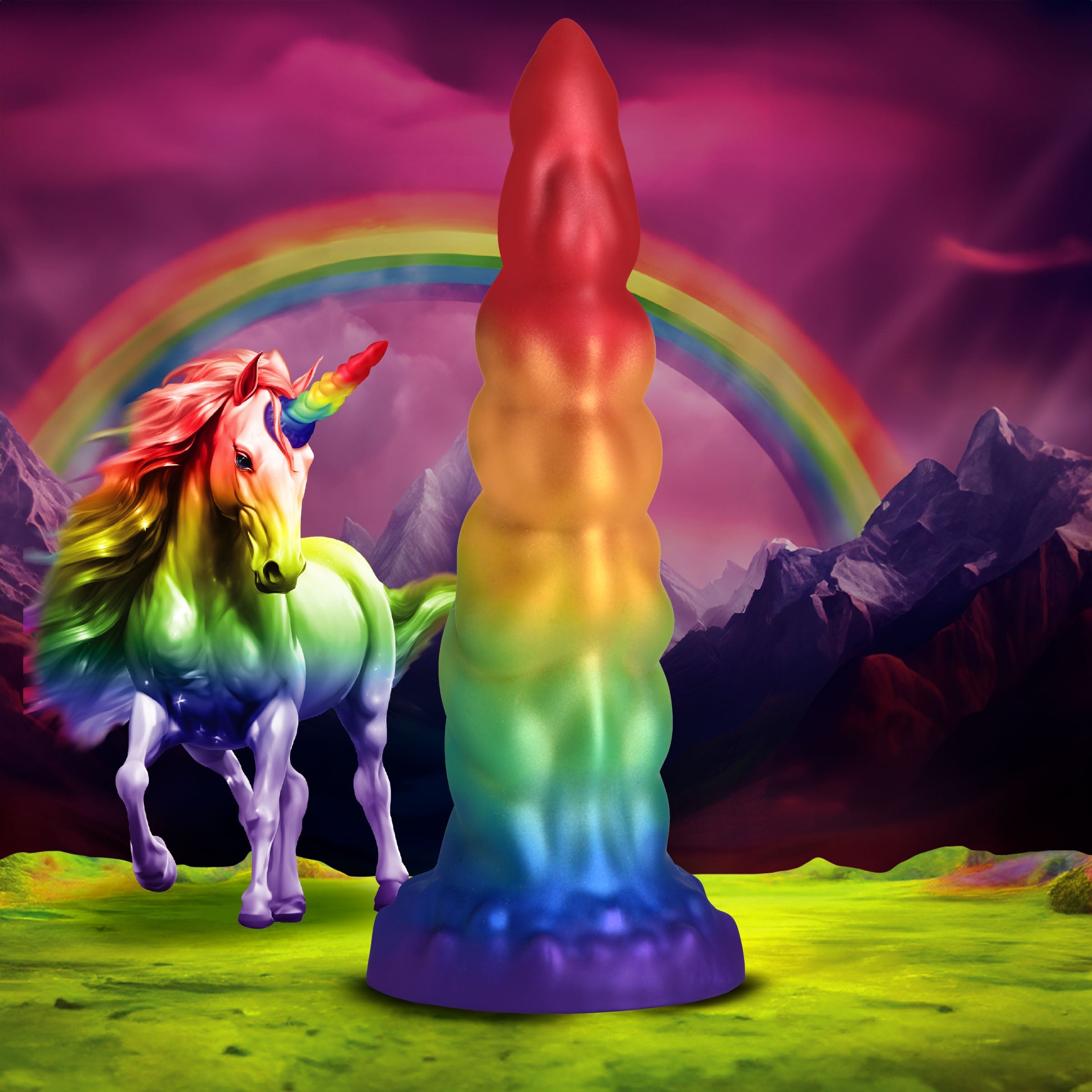 Creature Cocks Magic Rider Unicorn Silicone Dildo Rainbow Realistic Dildos