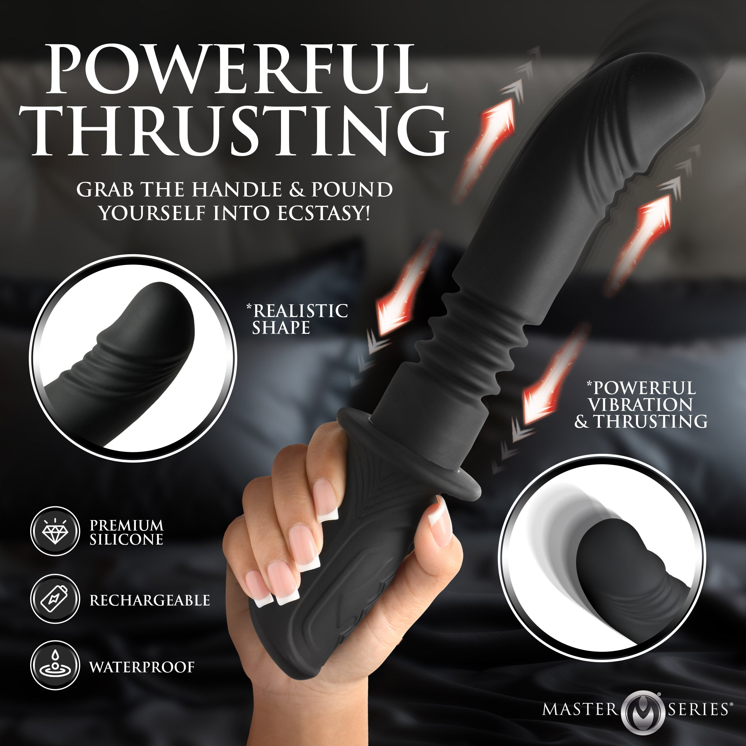 XR Brands Master Series Power Thrusting Vibrator Vibrating Dildos