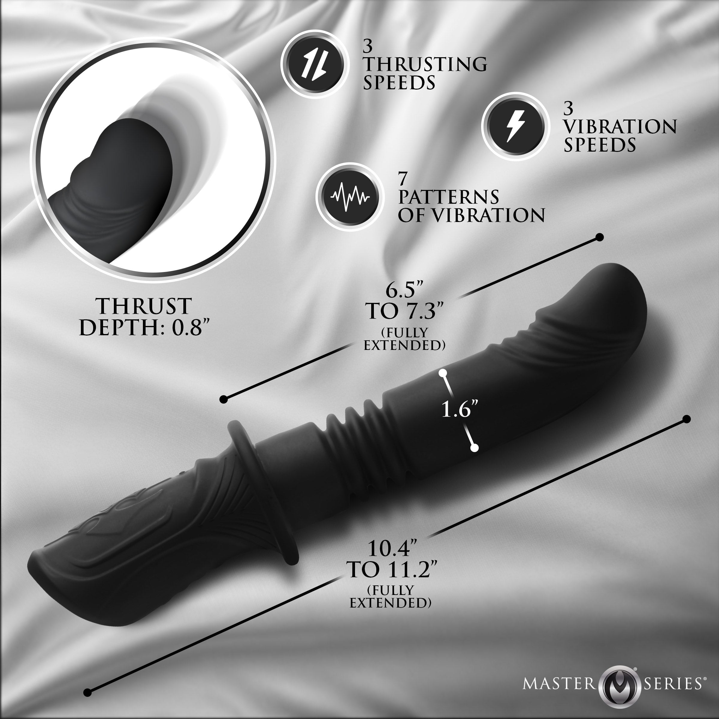 XR Brands Master Series Power Thrusting Vibrator Vibrating Dildos