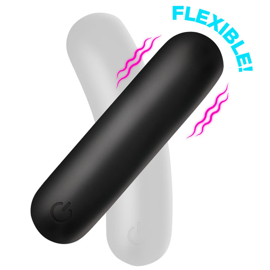 XR Brands BANG! Flexible Silicone Bullet Vibrator Black Bullet Vibrators