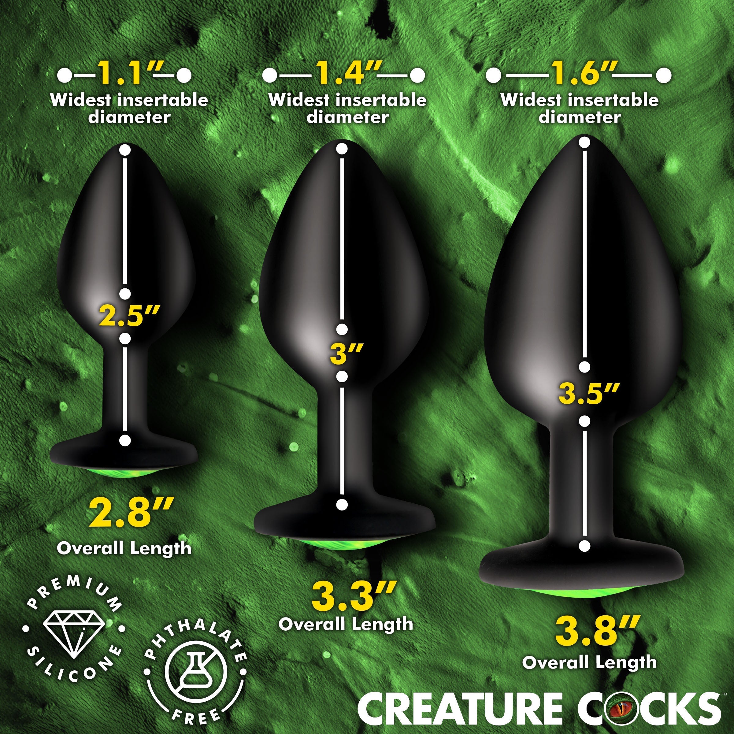 XR Brands Creature Cocks Creature Eyes Silicone Butt Plug Set - Butt Plugs