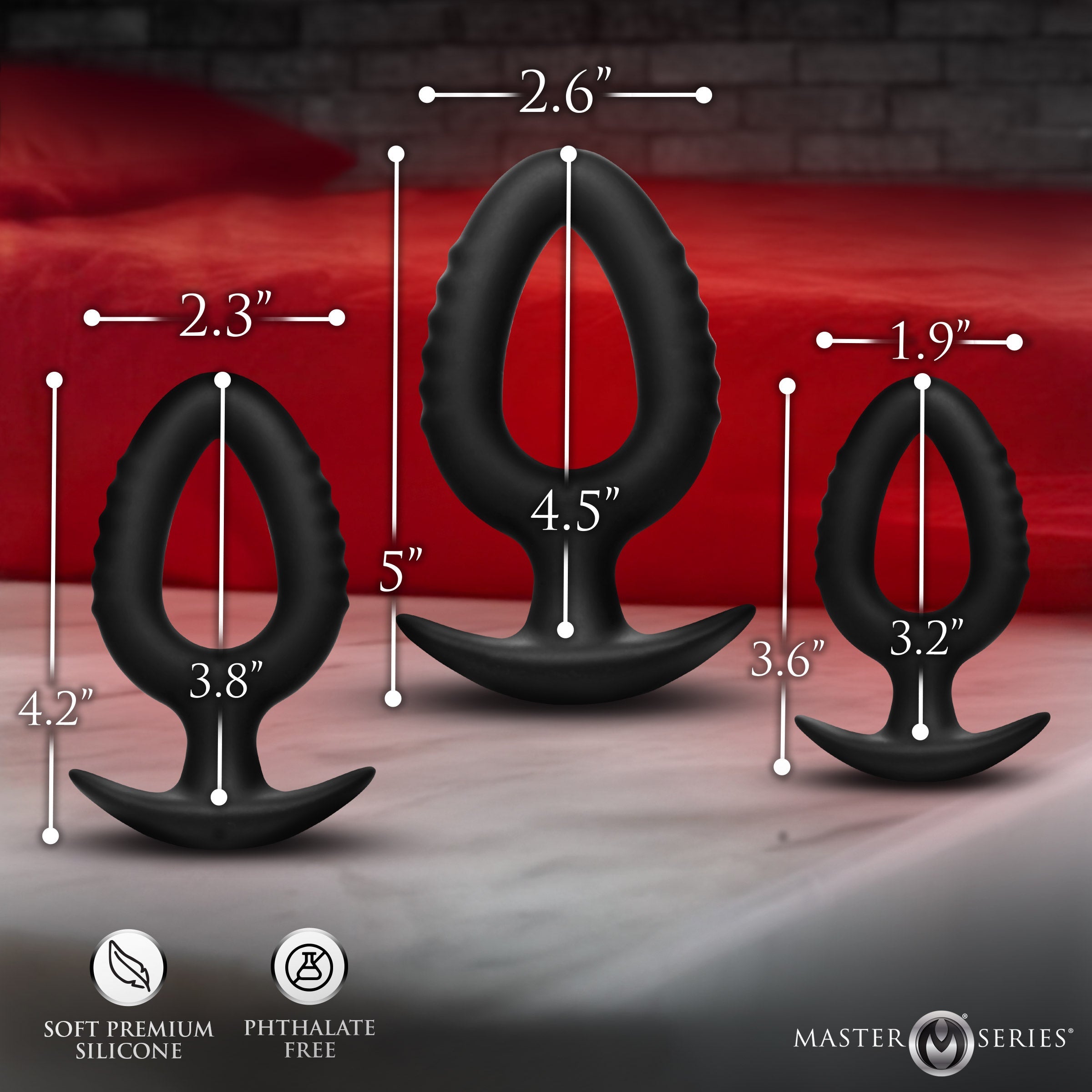 XR Brands Master Series Pop Anal Plug Trainer Set of 3 Sizes Butt Plugs