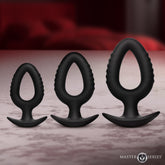 XR Brands Master Series Pop Anal Plug Trainer Set of 3 Sizes Black Butt Plugs
