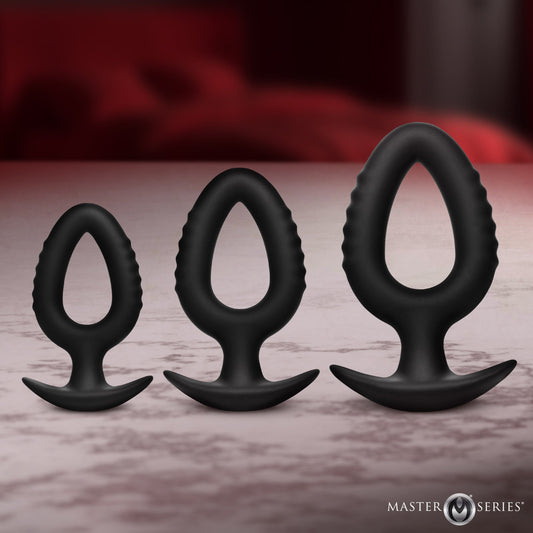 XR Brands Master Series Pop Anal Plug Trainer Set of 3 Sizes Black Butt Plugs