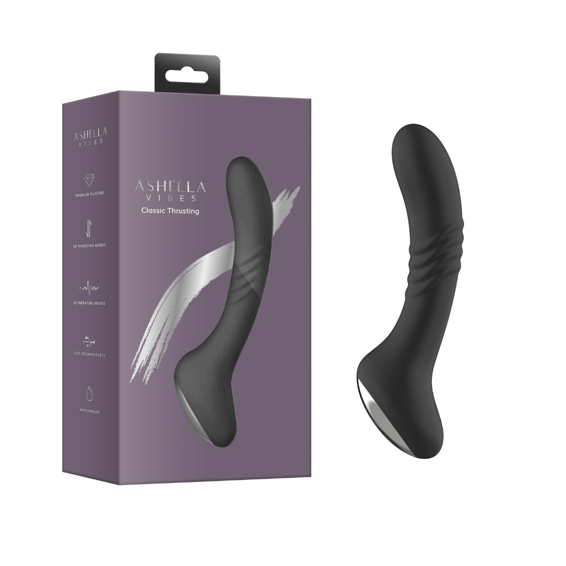 Ashella Vibes Classic Thrusting G Spot Stimulator Black G-Spot Vibrators