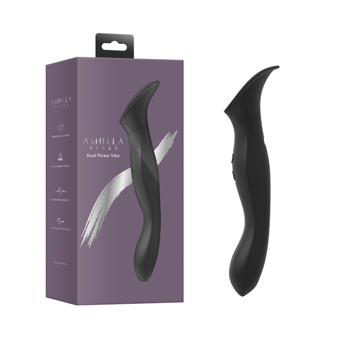 Ashella Vibes Dual Flicker Body Wand Massager Black Body Wands