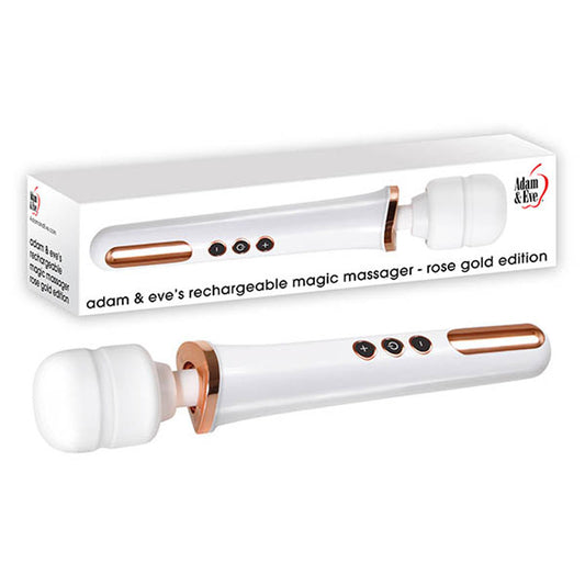 Adam and Eve USB Rechargeable Magic Body Wand Massager Rose Gold/White - Body Wands