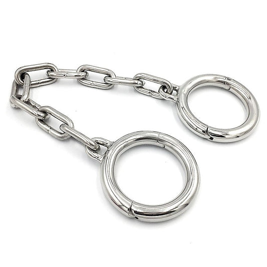BDStyle Heavy-Duty Metal Ankle/Wrist Cuffs with Chain - Steel Sex Toys