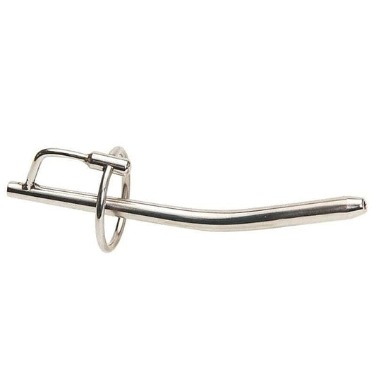 Curved Stainless Steel Penis Plug with Interchangeable Glans Rings - Penis Plugs