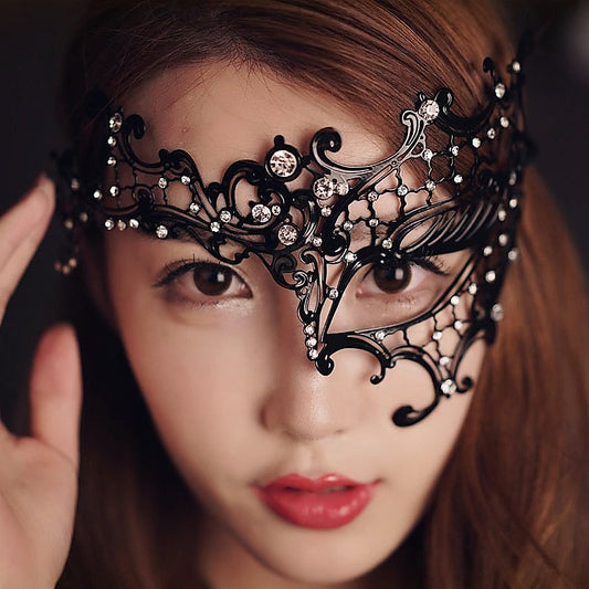 BDStyle BDSM Play Rhinestone Metal Half Face Mask - Blindfolds And Masks
