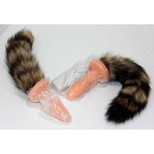 Brown Faux Fox Tail Vibrating Anal Plug - Butt Plugs