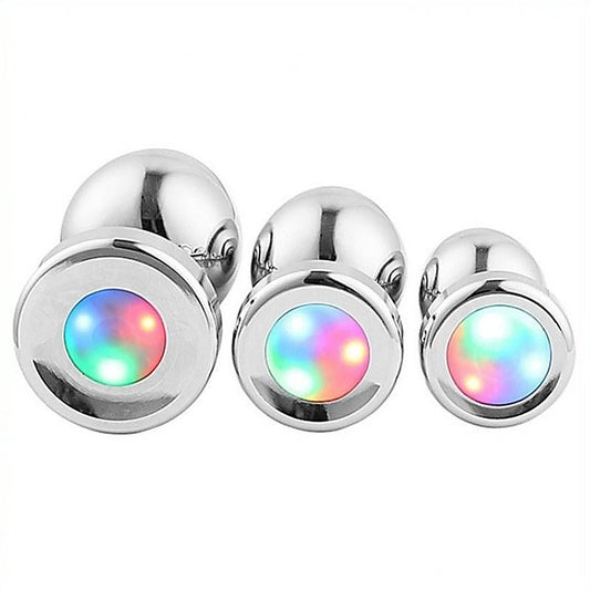 Colorful Light Stainless Steel Butt Plug - Steel Sex Toys