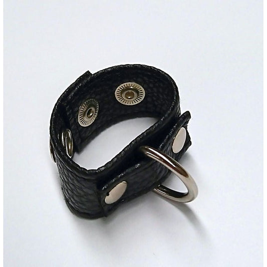Tight Leather Cock Ring with D-Ring