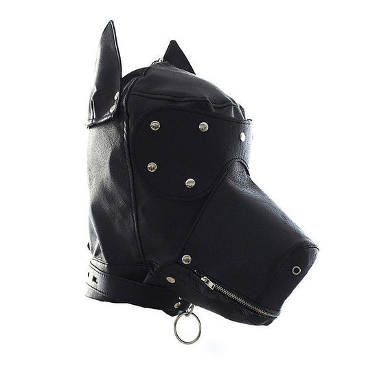 Bang Good Bondage Dog Hood Shiny Real Leather - Bondage Hoods