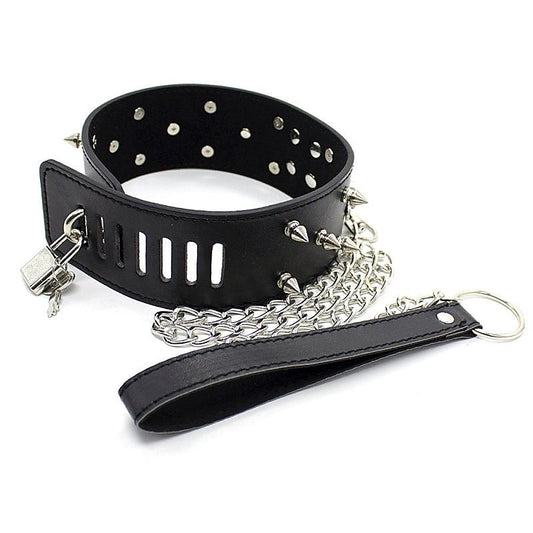 Flat Head Collar Lockable With Full Spikes