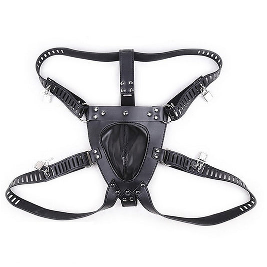 Faux Leather Male Chastity Pants