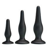 Party Up JERRY 3 Sizes Silicone Butt Plug Set Black Butt Plugs