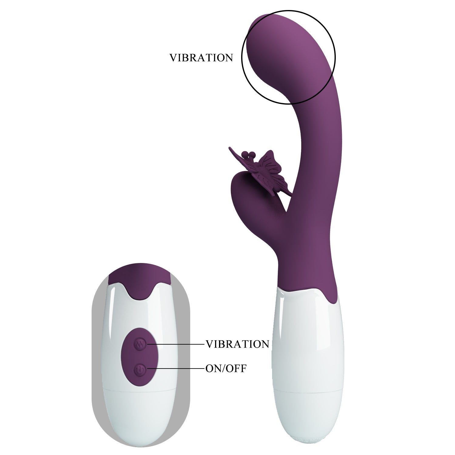 Pretty Love Butterfly Kiss Rabbit Vibrator Purple Rabbit Vibrators