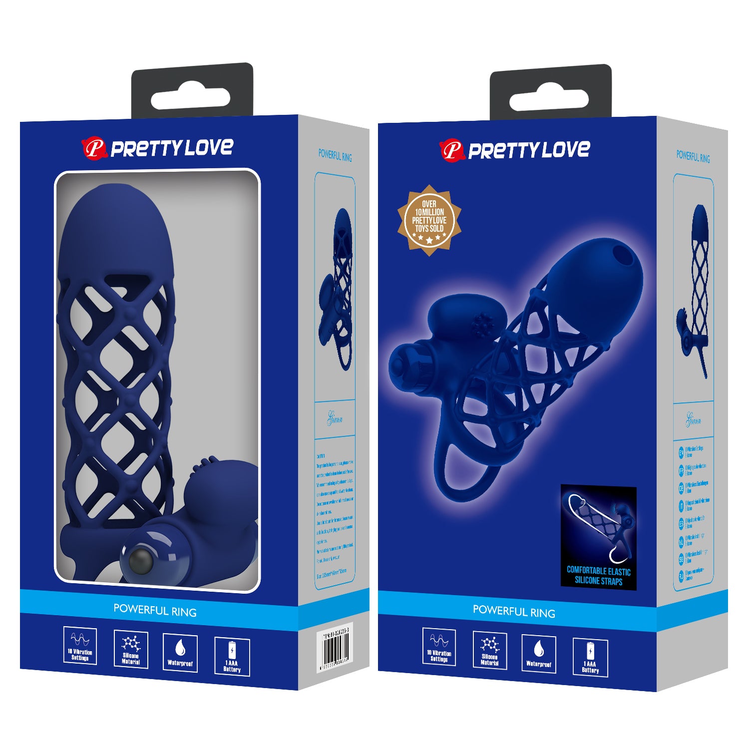 Pretty Love Giann Powerful Vibrating Cock Ring Navy Blue Vibrating Cock Rings
