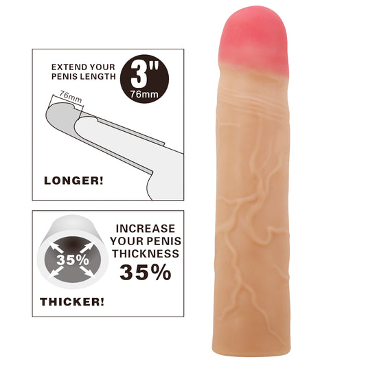 Party Up PHILIP 3 Inch Penis Extender Sleeve Flesh Penis Sleeves and Extenders
