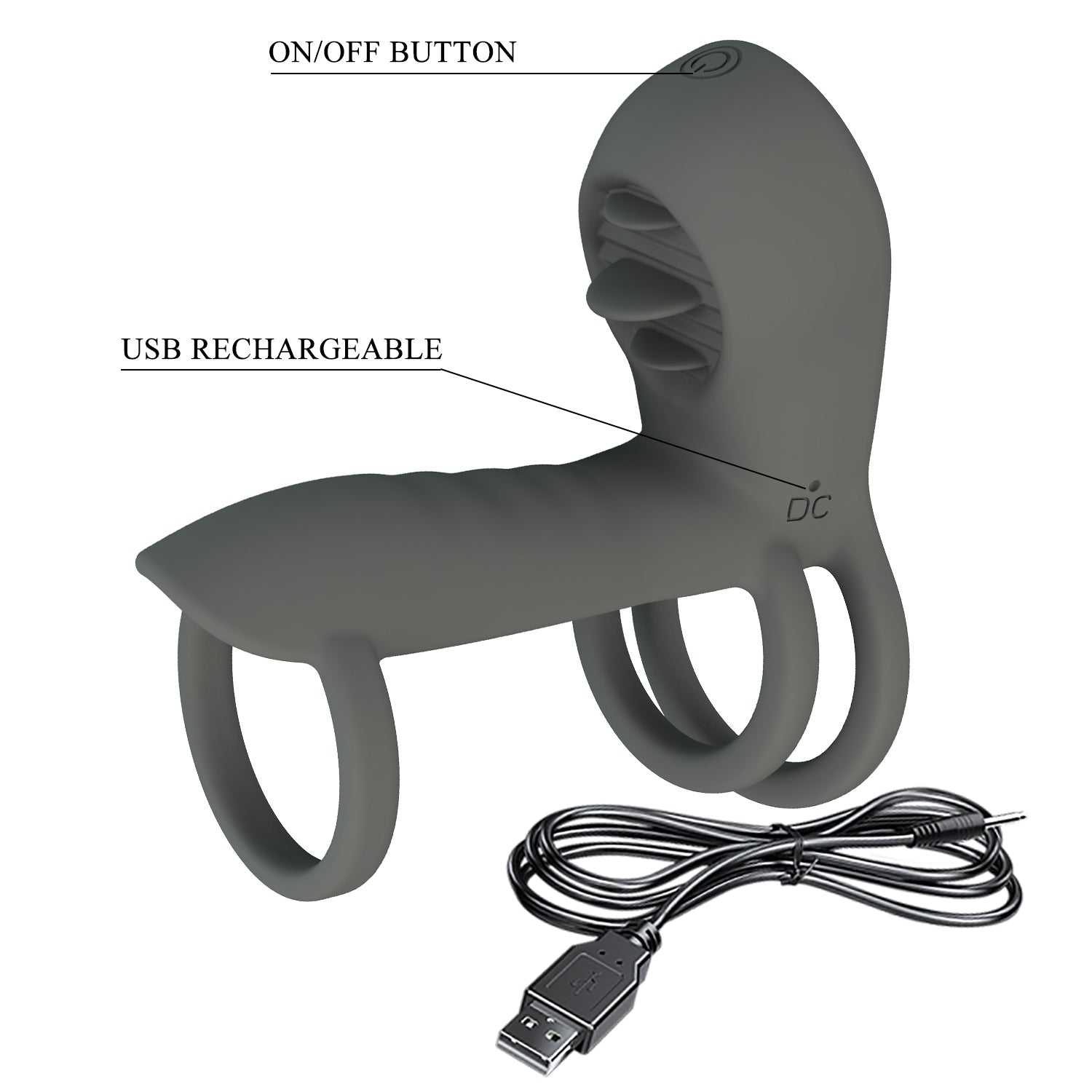 Pretty Love Jammy Master Vibrating Cock Ring Grey Vibrating Cock Rings