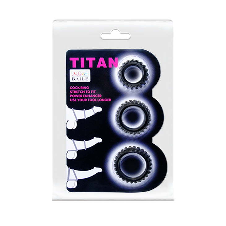 Baile Pretty Love TITAN TPUR 3 in One Silicone Cock Ring Set Cock Ring Sets
