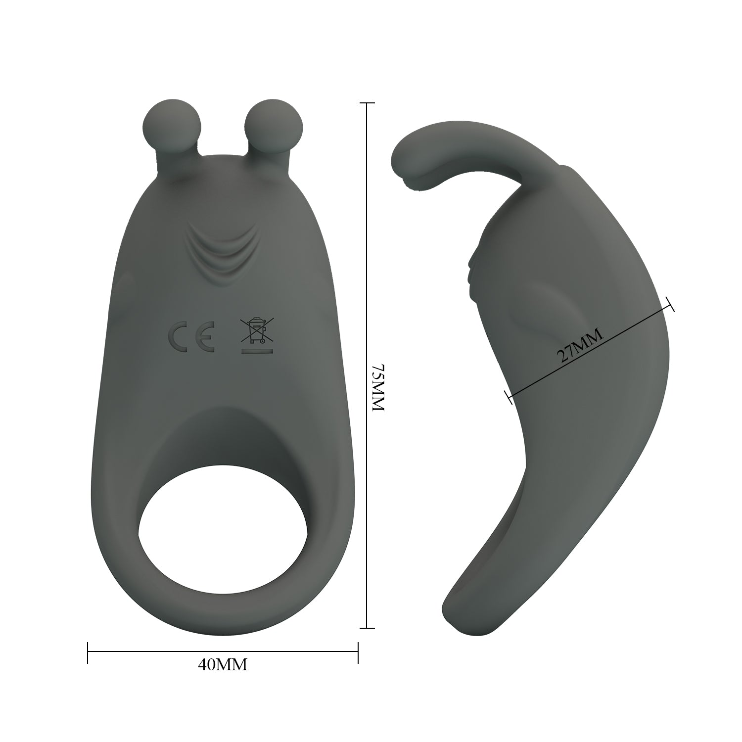 Pretty Love Stratus Rechargeable Master Cock Ring Grey Vibrating Cock Rings