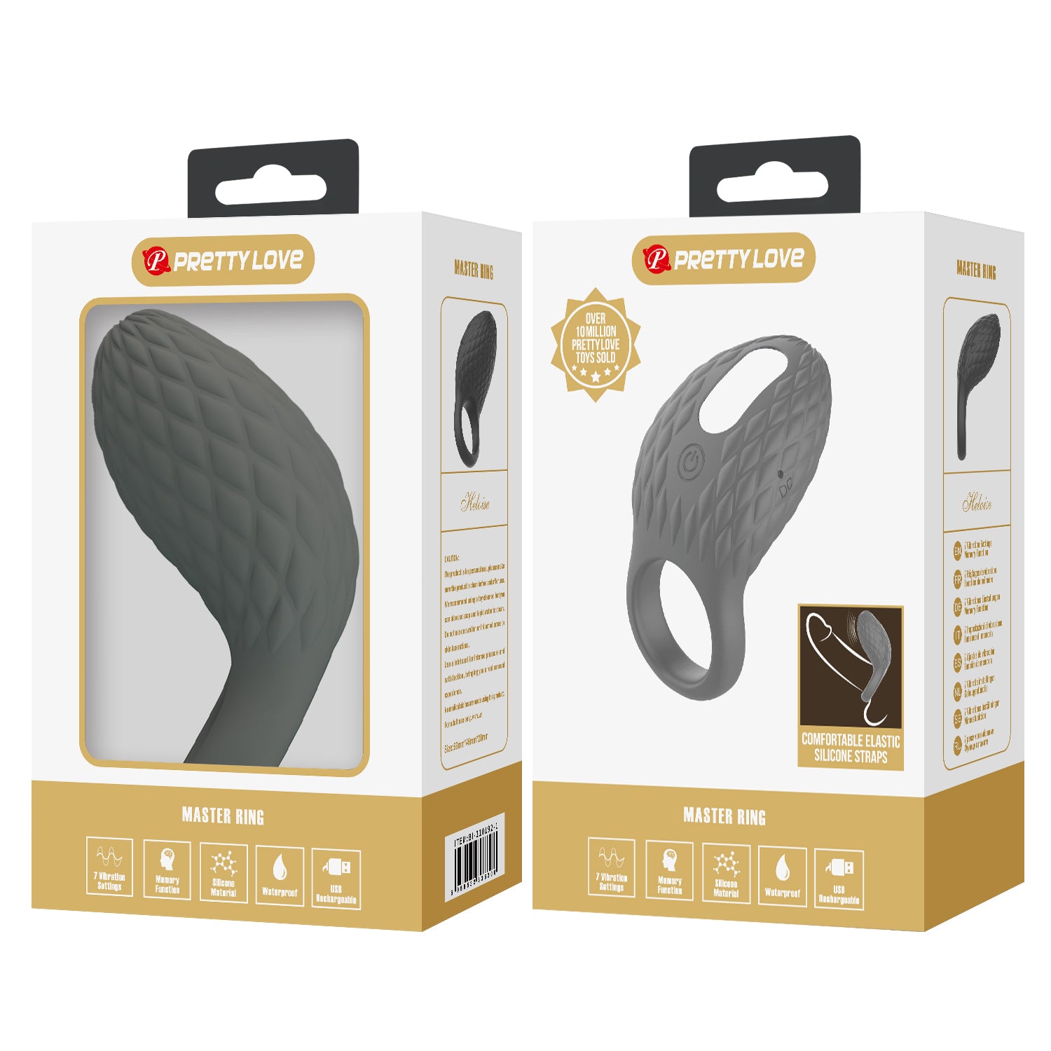 Pretty Love Master Ring Helious Vibrating Cock Ring Grey Vibrating Cock Rings