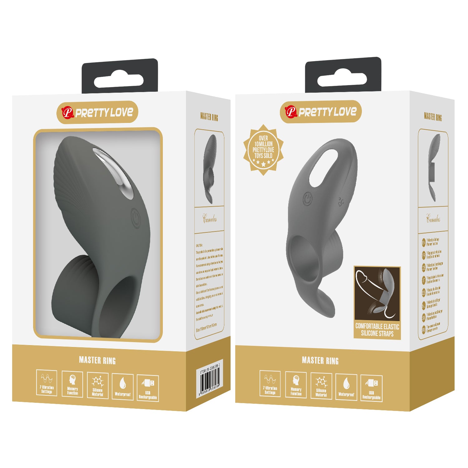 Pretty Love Cumulus Master Ring Erection Enhancer Grey Vibrating Cock Rings