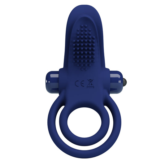 Pretty Love Bronson Silicone Vibrating Cock Ring Navy Blue - Vibrating Cock Rings