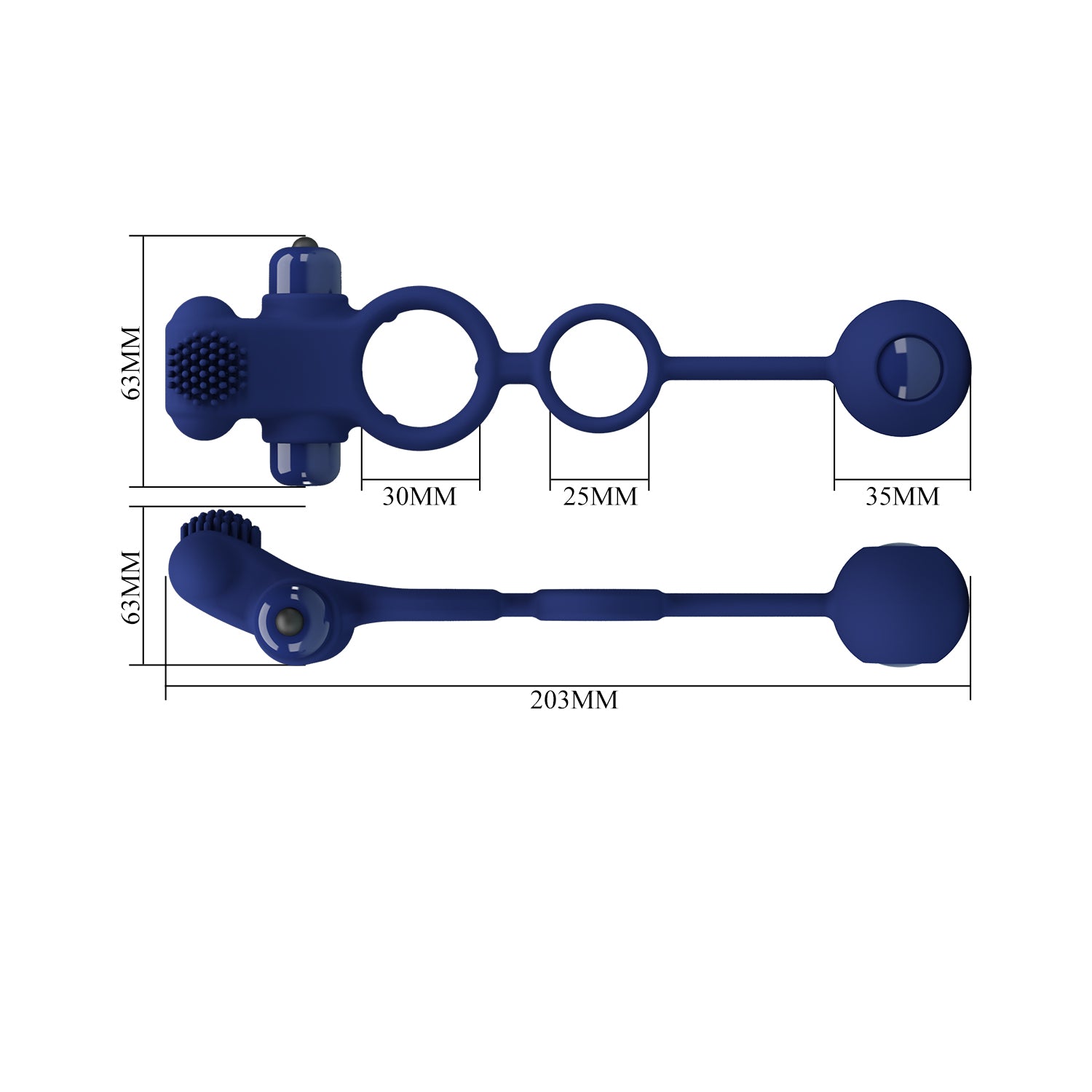 Pretty Love Remington Powerful Mens Cock Ring Navy Blue Vibrating Cock Rings
