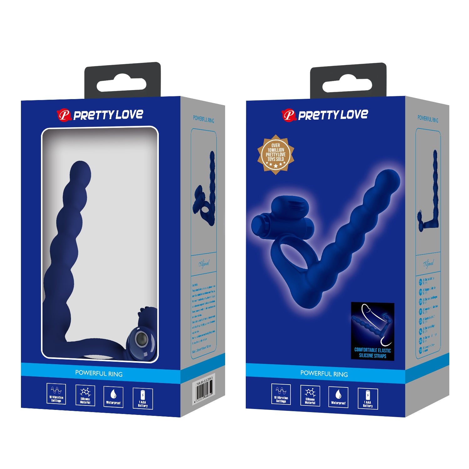 Pretty Love Ajmal Vibrating Mens Cock Ring Navy Blue Vibrating Cock Rings