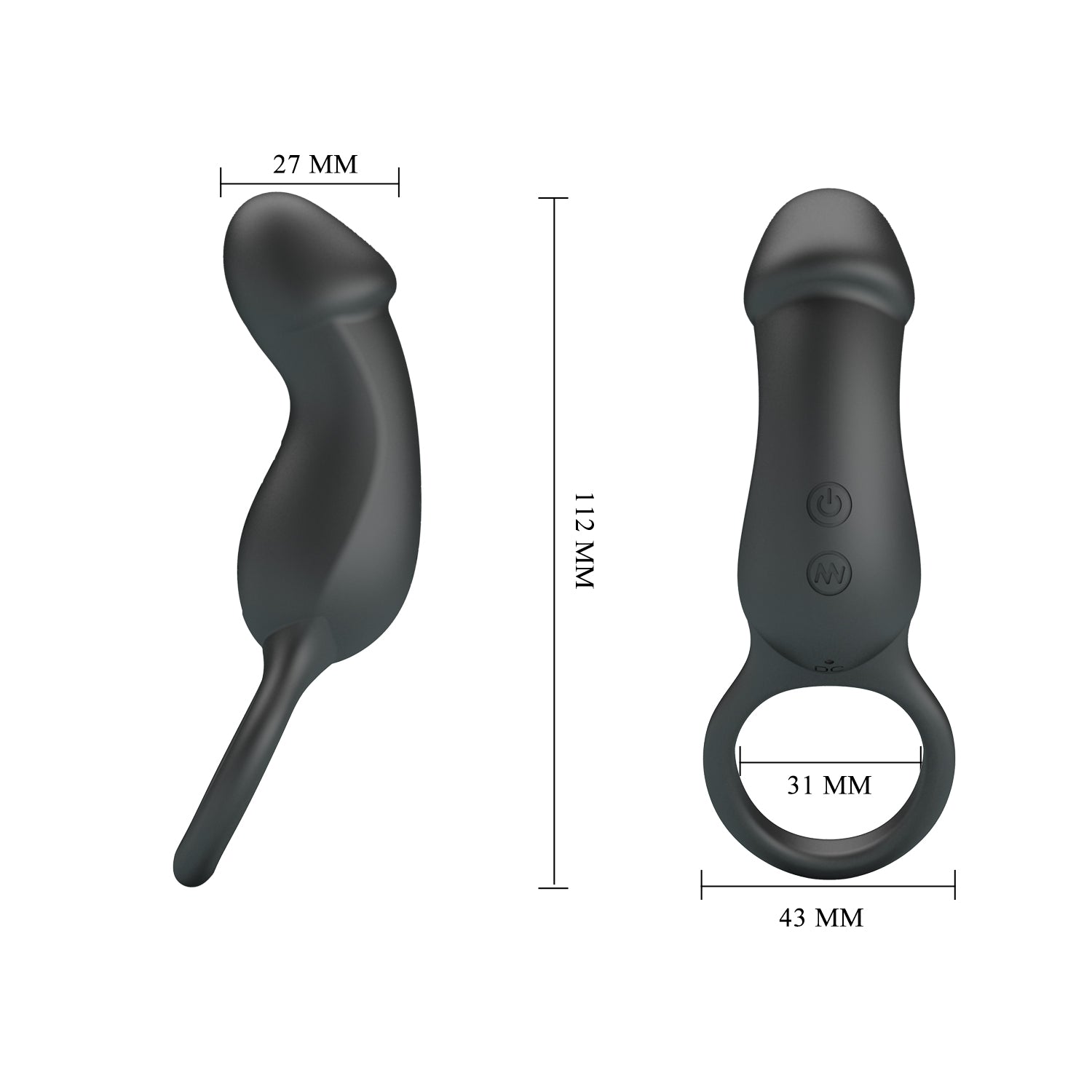 Pretty Love Super Power Trae Mens Cock Ring Black Vibrating Cock Rings