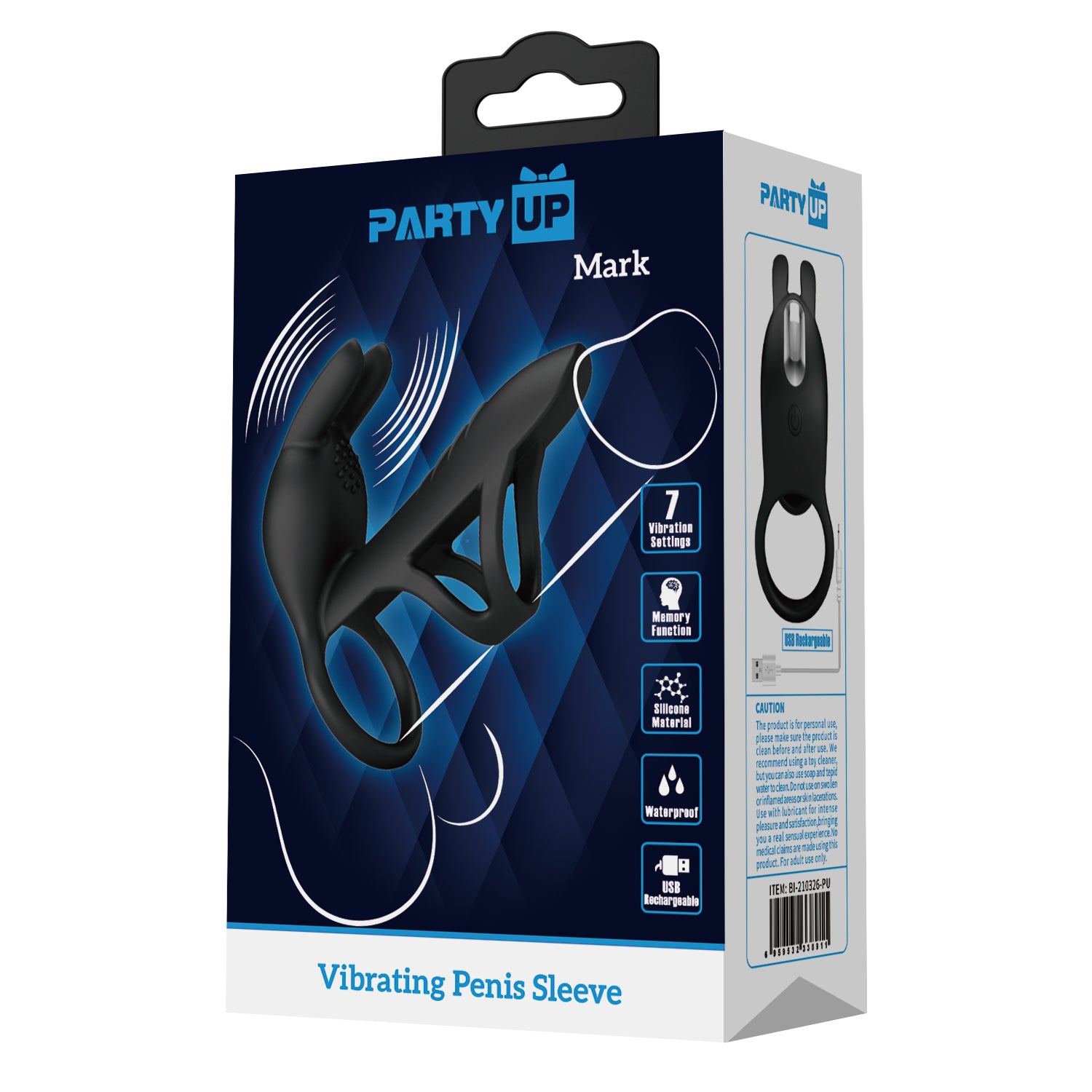 Party Up MARK USB Rechargeable Vibrating Cock Sleeve Penis Sleeves and Extenders