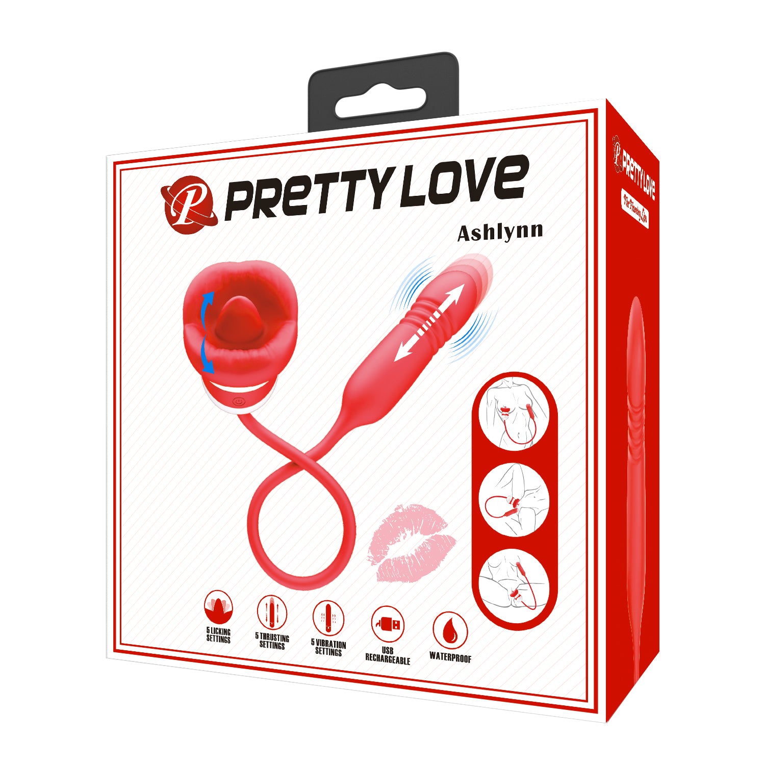 Pretty Love Ashlynn Rechargeable Clitoral Vibrator Red/White Clit Ticklers and Pulsators