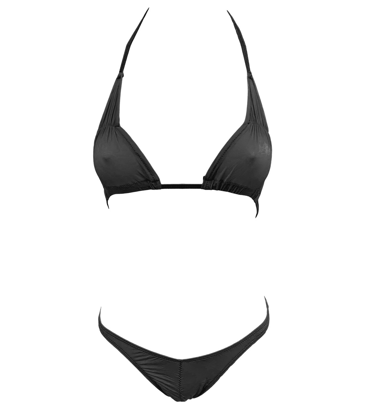 Love In Leather Spandex Fabric Womens Bikini Black G-Strings, Panties and Shorts