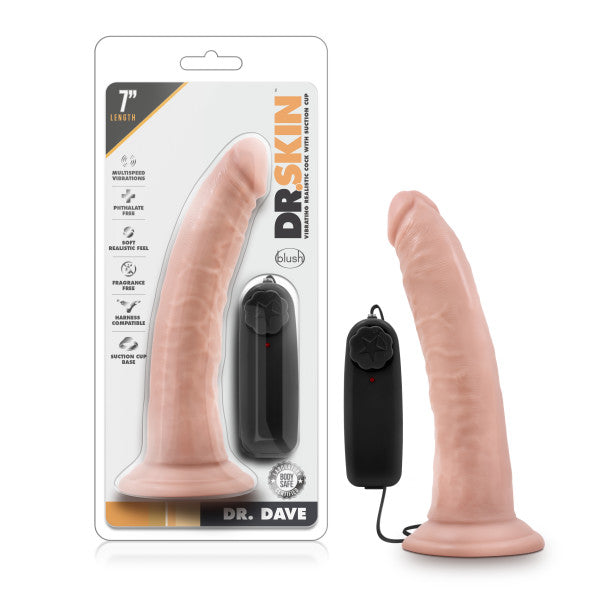 Blush Novelties Dr Skin Dr Dave Vibrating Dildo Flesh 17.8cm Vibrating Dildos