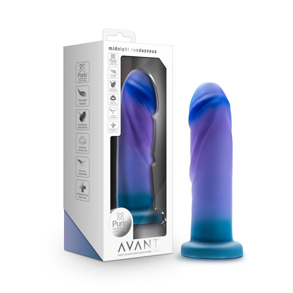Blush Novelties Avant Midnight Rendezvous Realistic Dildo Ocean Blue 19cm Realistic Dildos