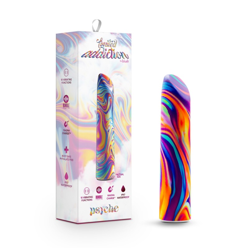 Blush Novelties Limited Addiction Psyche Power Vibe USB Rechargeable Bullet Rainbow Bullet Vibrators