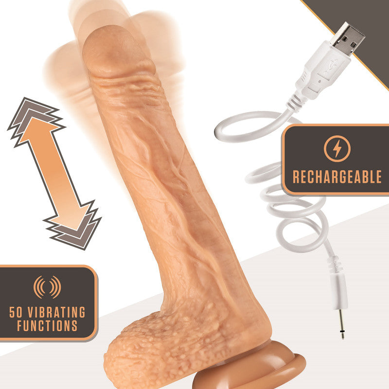 Blush Novelties Dr Skin Silicone Dr. Grey Rechargeable Thrusting Dong Flesh Vibrating Dildos