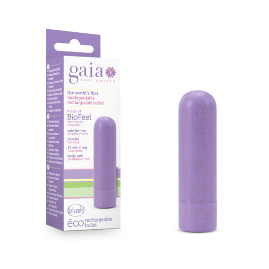 Blush Novelties Gaia Eco USB Rechargeable Bullet Vibrator Lilac Purple Bullet Vibrators