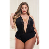 Baci Lingerie Sexy Satin Teddy With Deep V Neckline Teddies and Bodysuits
