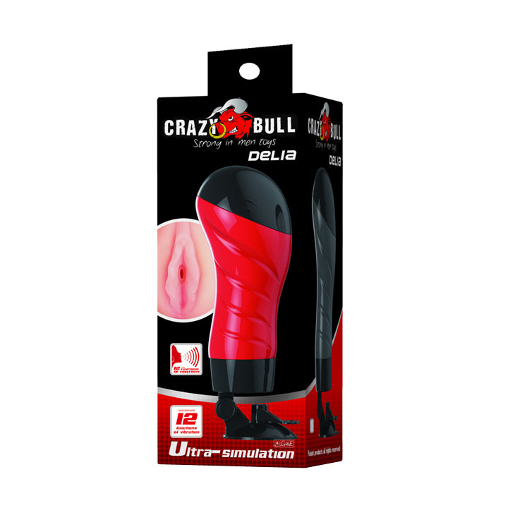 CRAZY BULL DELIA Suction Base Vibrating Vagina Stroker Masturbators and Strokers