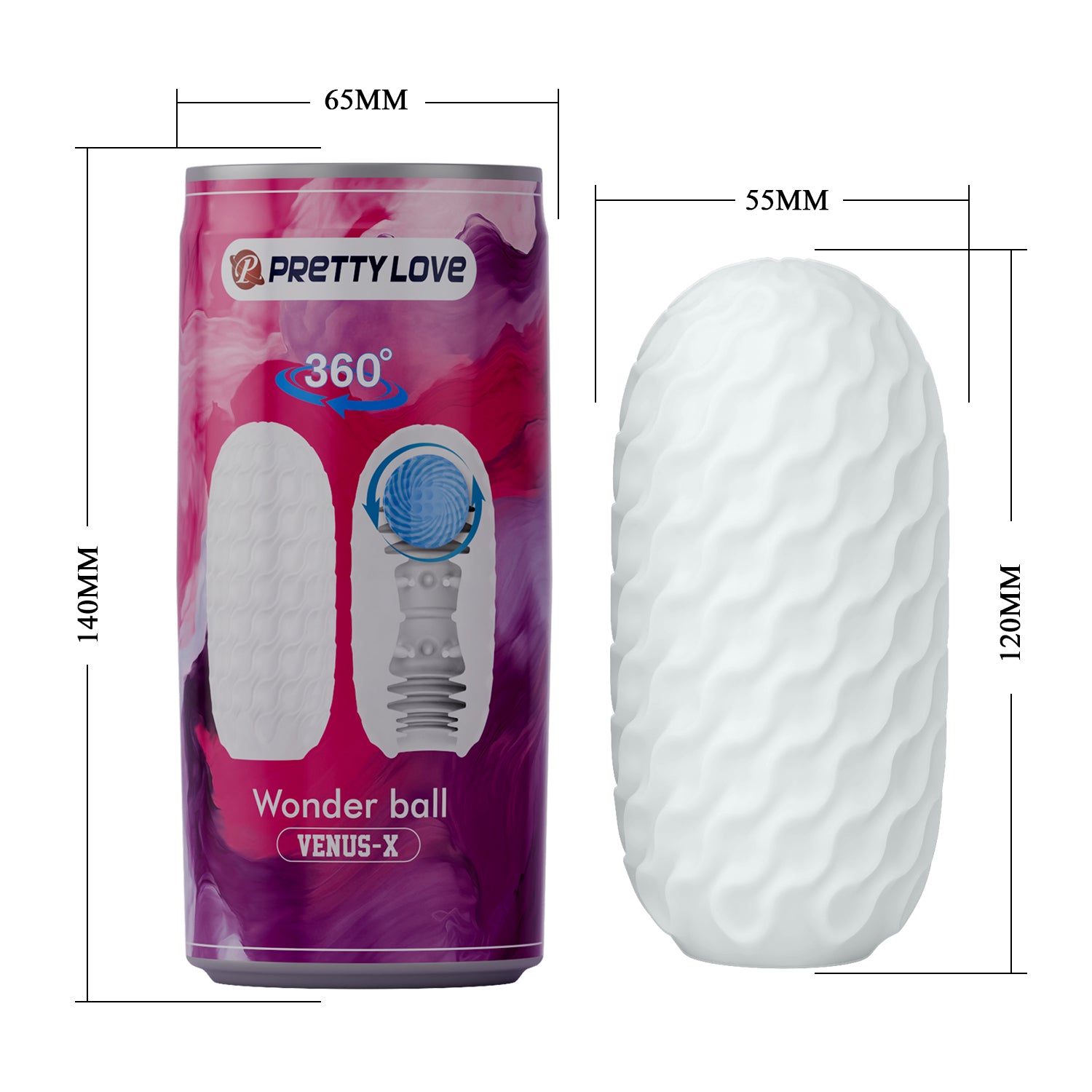 Pretty Love Venus-X Wonder Ball Male Masturbator Clear Masturbators and Strokers