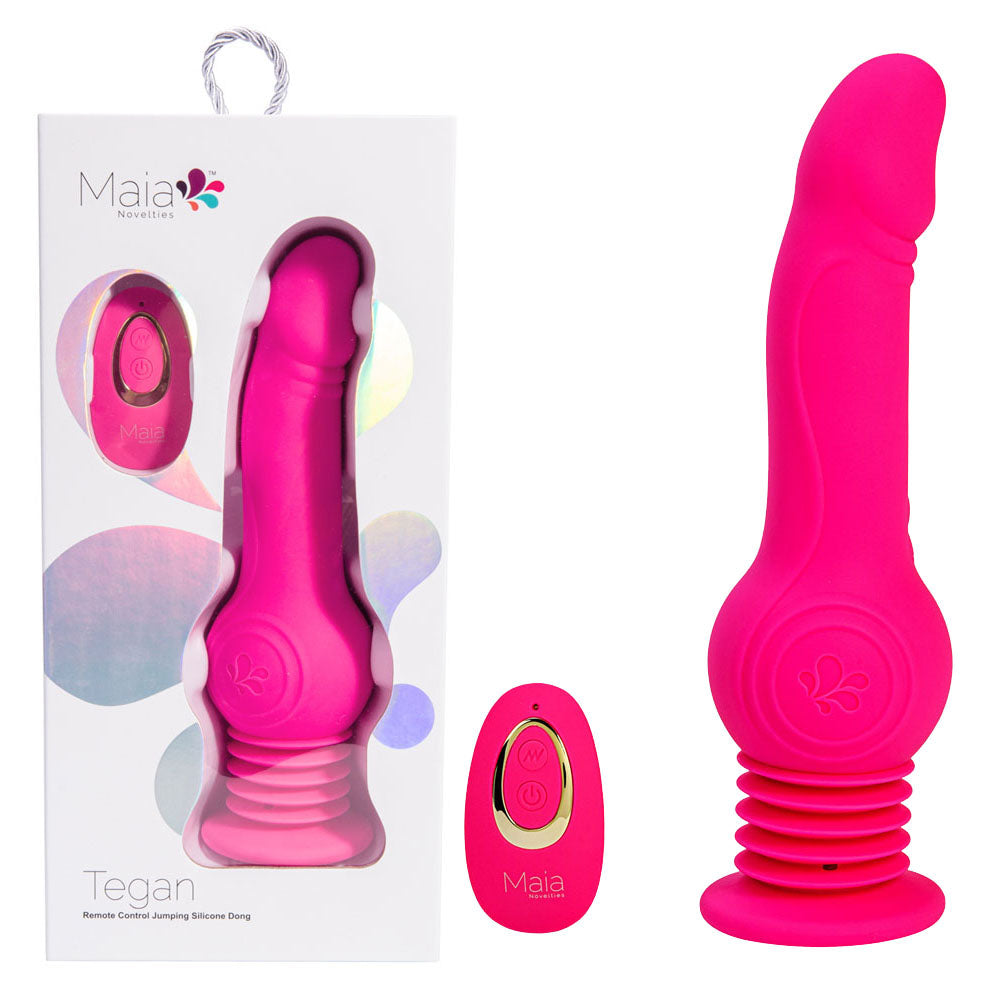 Maia TEGAN USB Rechargeable Jumping Vibrating Dong with Remote Pink Vibrating Dildos