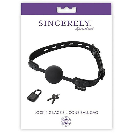 Sincerely Locking Lace BDSM Play Silicone Ball Gag - Bondage Gags and Bits