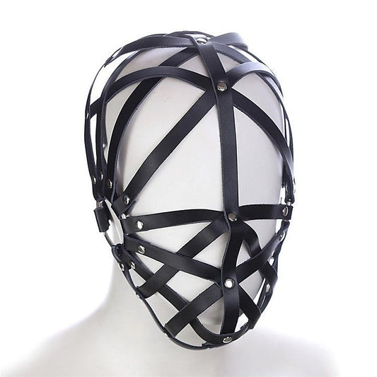 Cross Belt Half Face Hood - Bondage Hoods