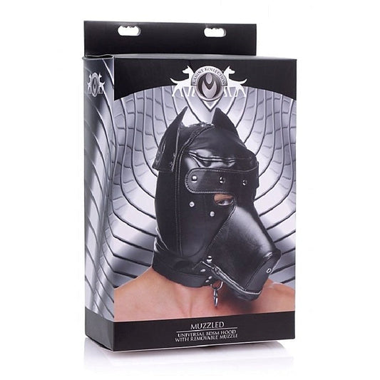 Muzzled BDSM Play Hood with Removable Muzzle